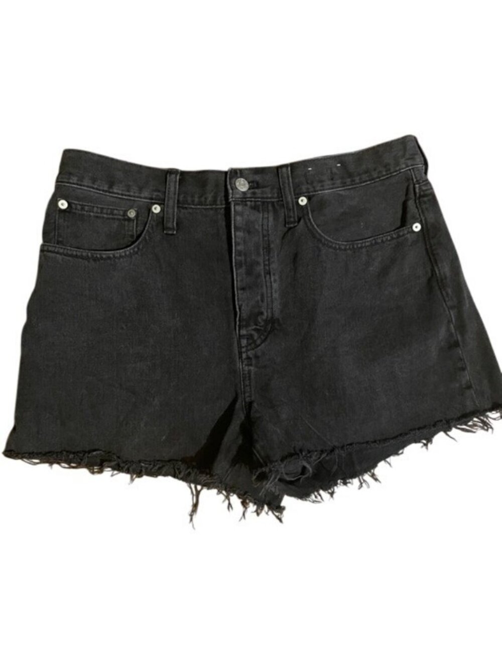 Madewell Black Distressed High-Rise Denim Shorts